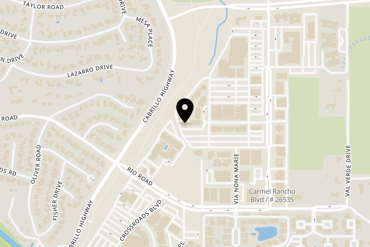 Map showing the location of Allegro Pizzeria on 3770 The Barnyard in Carmel